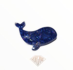 Alternative view of Broche baleine Bleue pailletée
