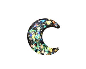 Broche lune pailletée