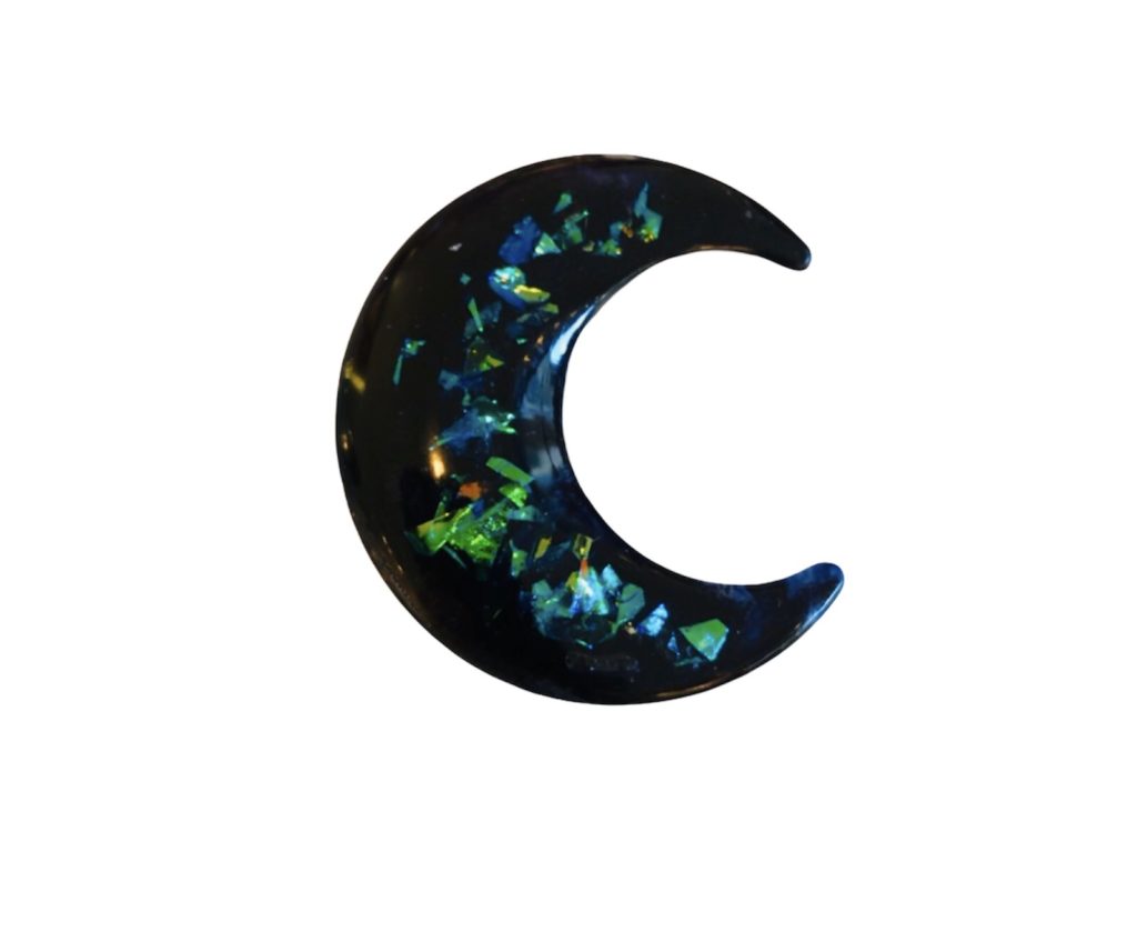 Broche lune paillettes