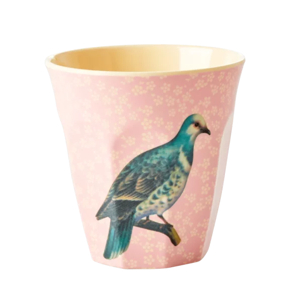 melcu-vibii- verre en mélamine vintage birds rose clair de la marque rice