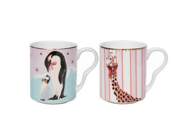 Découvrez les mugs girafe et pingouin en procelaine