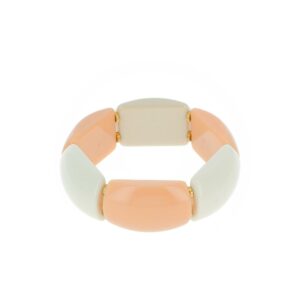 Découvrez notre bracelet orné de perles de résine beige et blanche