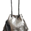 Découvrez le sac seau argent pailleté à franges