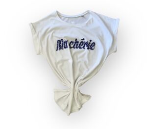Découvrez le t-shirt blanc "Ma chérie" à pois