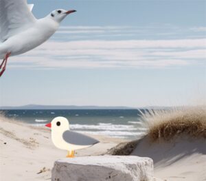 Découvrez notre broche mouette blanche et grise