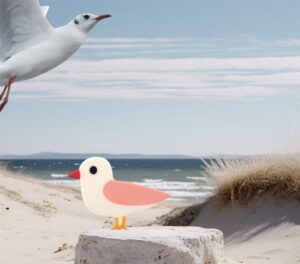Découvrez notre broche mouette blanche et rose