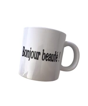 Mug blanc personnalisé "bonjour beauté"