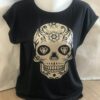 Découvrez notre t-shirt tête de mort pailletée dorée pour femme