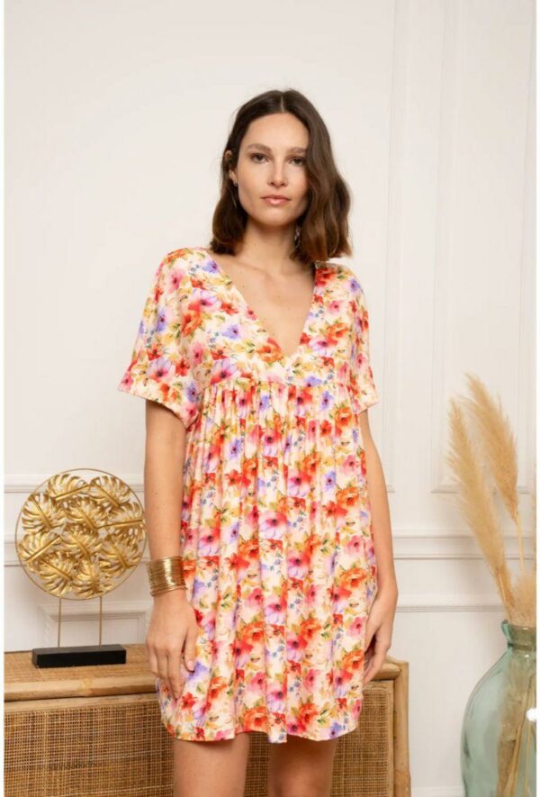 Découvrez notre robe courte les petites fleurs combishort pour femme