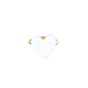 Découvrez notre bague coeur émail blanc, élégante et ajustable pour un style intemporel.