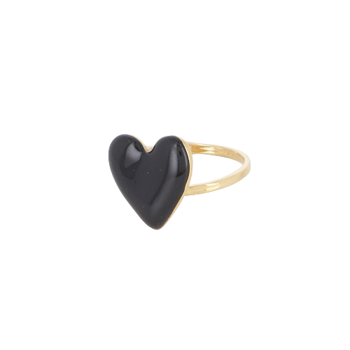 Découvrez notre bague coeur émail noir, élégante et ajustable pour un style intemporel.