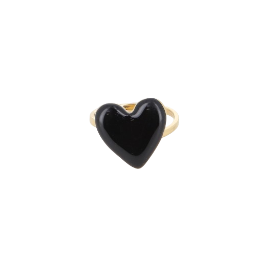 Découvrez notre bague coeur émail noir, élégante et ajustable pour un style intemporel.