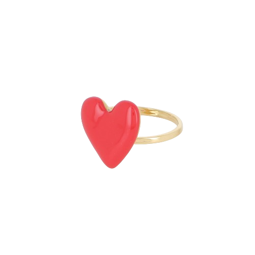 Découvrez notre bague coeur émail rouge, élégante et ajustable pour un style intemporel.