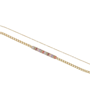 Découvrez notre bracelet deux rangs chaîne rivière multicolore