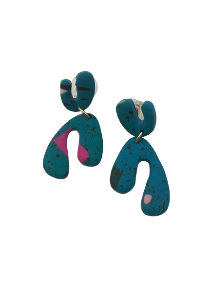 Nos boucles d'oreilles effet marbre turquoise