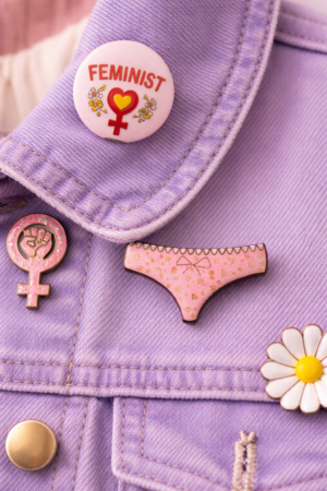 Broche culotte rose à pois pailletée