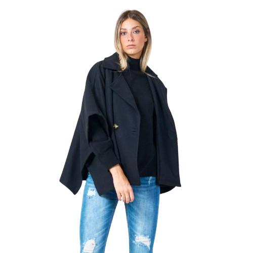 Découvrez la veste cape noire pour femme.