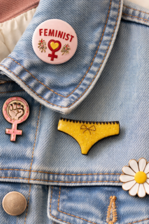 Broche culotte jaune pailletée