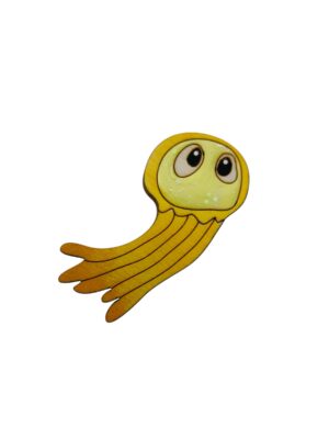 Alternative view of Broche méduse jaune pailletée
