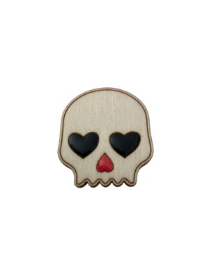 Alternative view of Broche tête de mort cœurs noirs