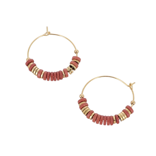 Sublimez votre style avec une touche de chaleur et d'élégance grâce à ces boucles d'oreilles créoles terracotta en acier inoxydable.