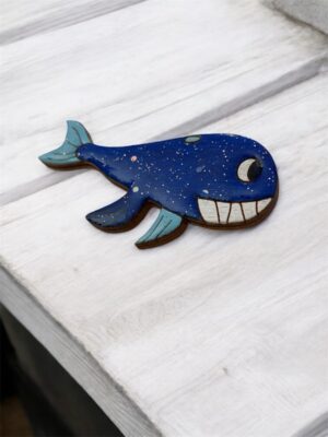 Broche baleine bleue bicolore