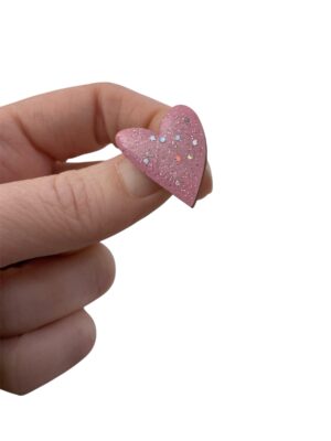 Alternative view of Broche cœur rose pailleté