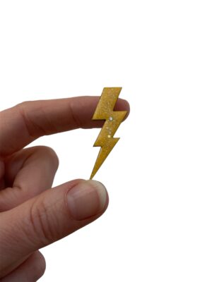 Alternative view of Broche éclair jaune pailletée