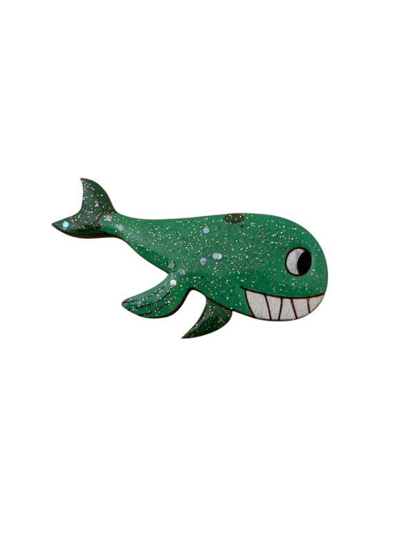 Broche baleine verte bicolore