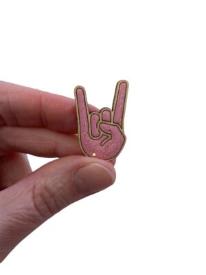 Alternative view of Broche Hell Yeah rose pailleté