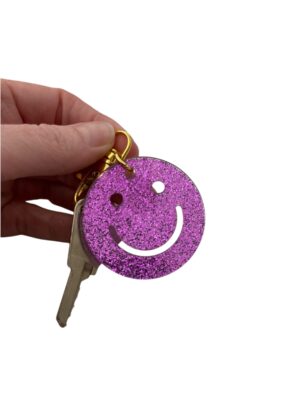 Alternative view of Porte-clés smile violet pailletté