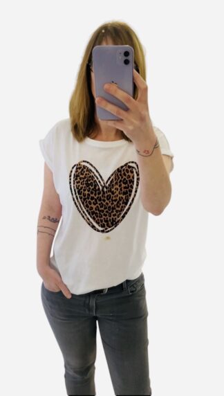 T-shirt cœur léopard taille M