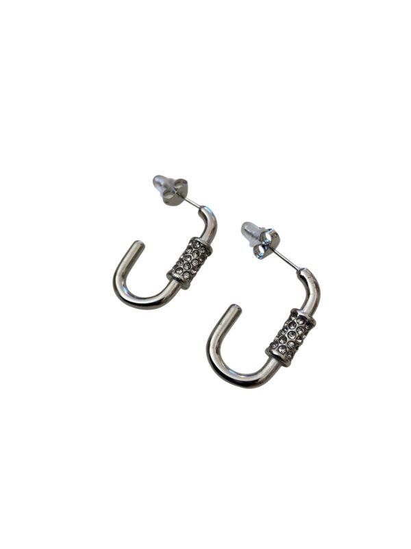 Boucles rectangulaires acier et strass – Image 3