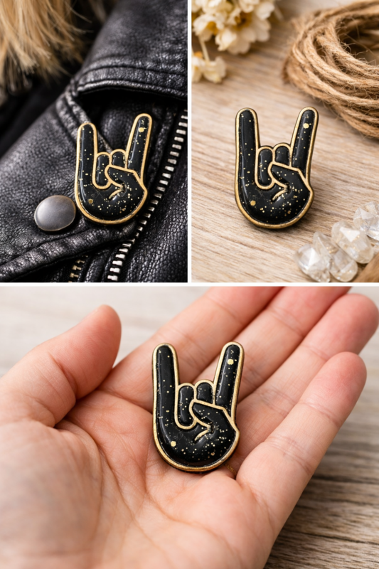 Broche Hell Yeah artisanale rock faite à la main