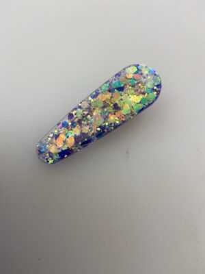 Barrette bulle de minuit : résine, paillettes bleu et vert, pièce unique faite main