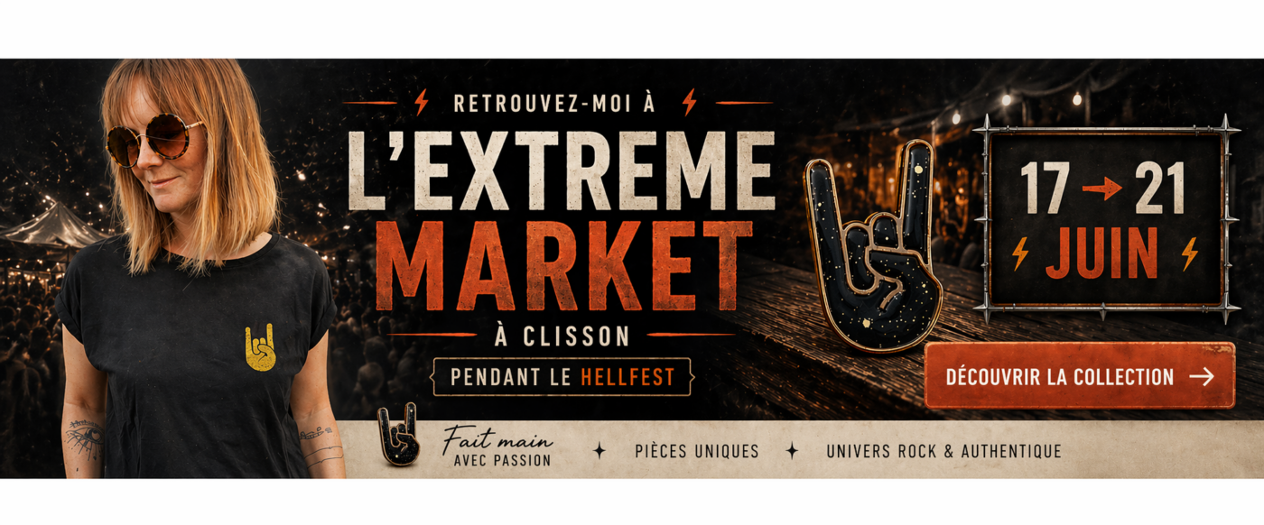 stand-extreme-market-hellfest2026-clisson retrouvez l'inattendue et Morgane à l'Extrême market pendant le festival Hellfest du 17 au 21 juin 2026