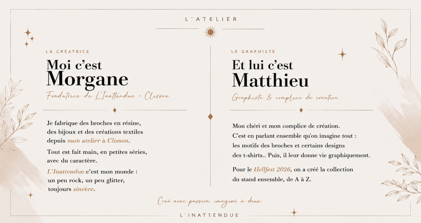 Morgane créatrice de L'Inattendue et Matthieu graphiste, duo créatif à Clisson