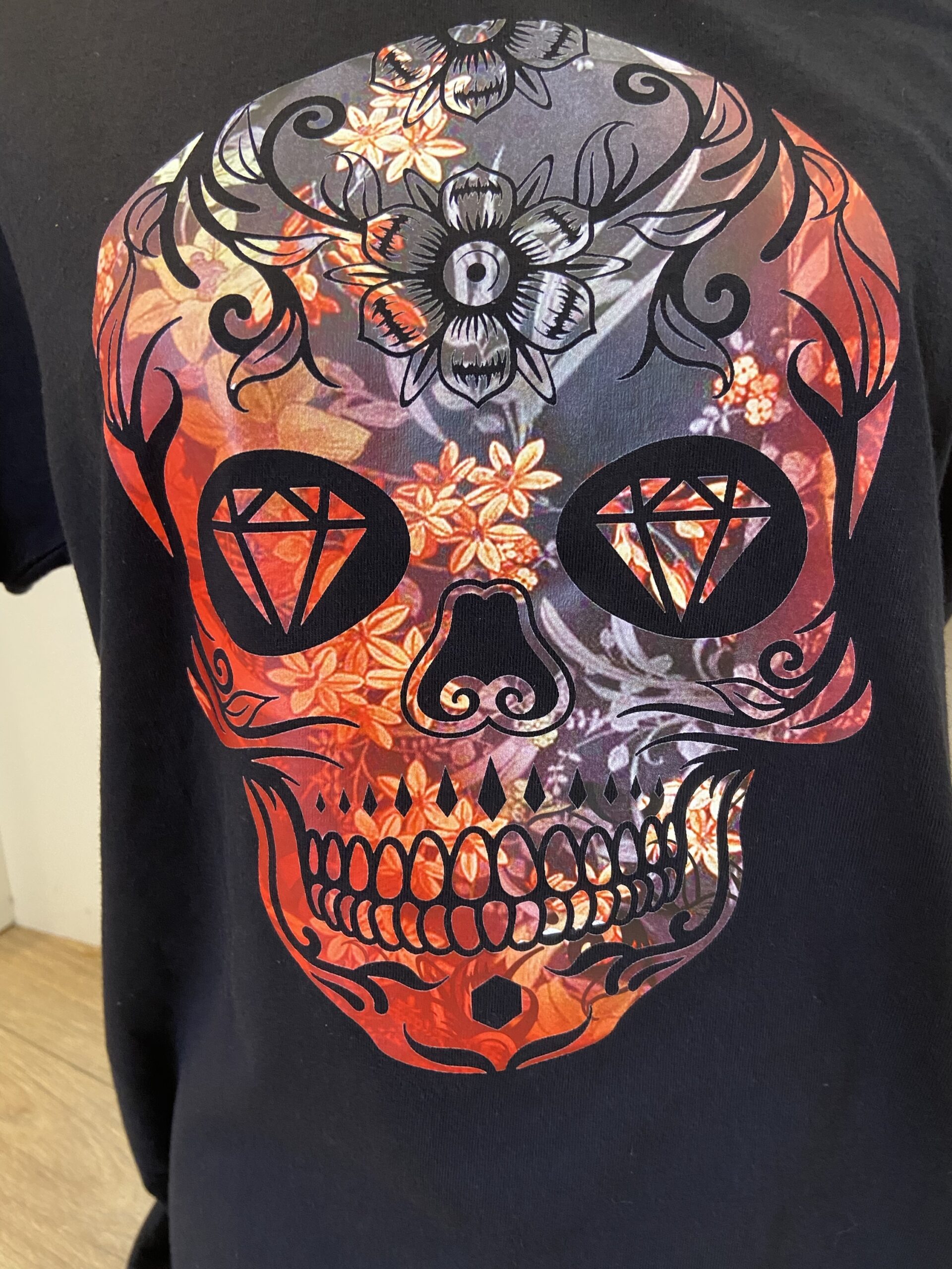 T-shirt tête de mort Floral Black – Image 3