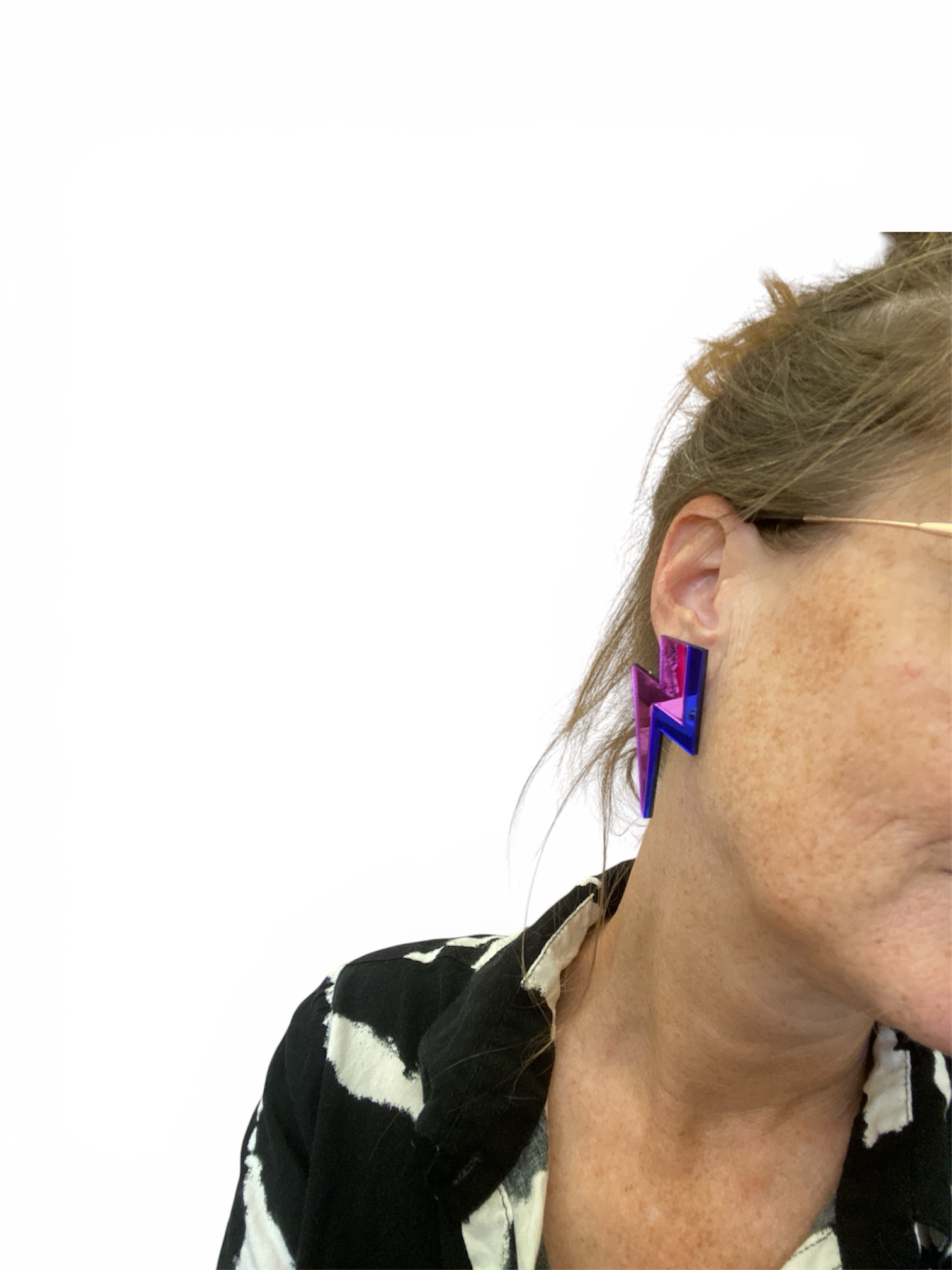 Boucles d’oreilles éclair miroir violet & bleu – Image 2