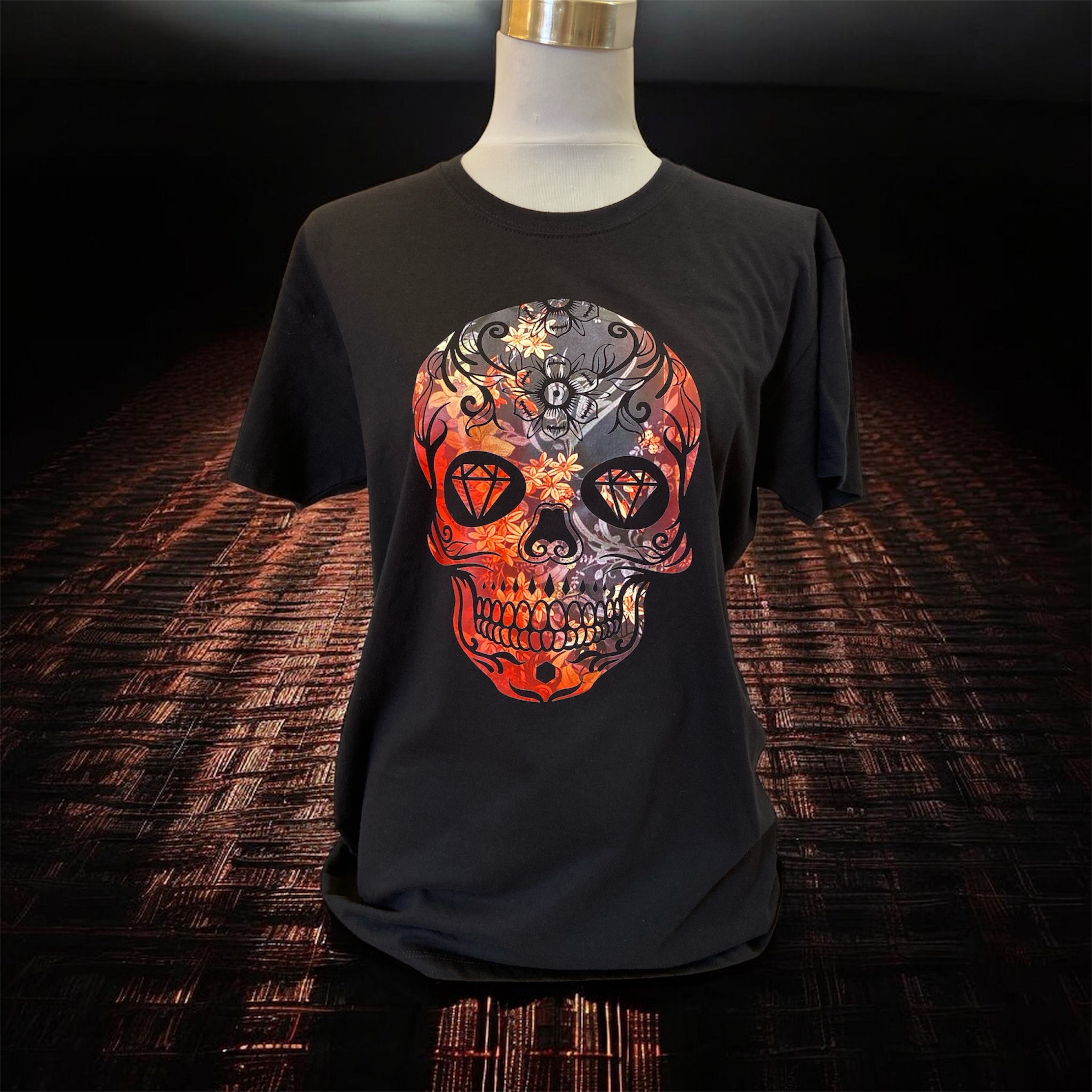 T-shirt tête de mort Floral Black – Image 5