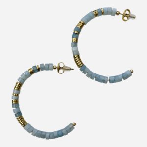 Boucles d’oreilles créoles en perles bleu et doré