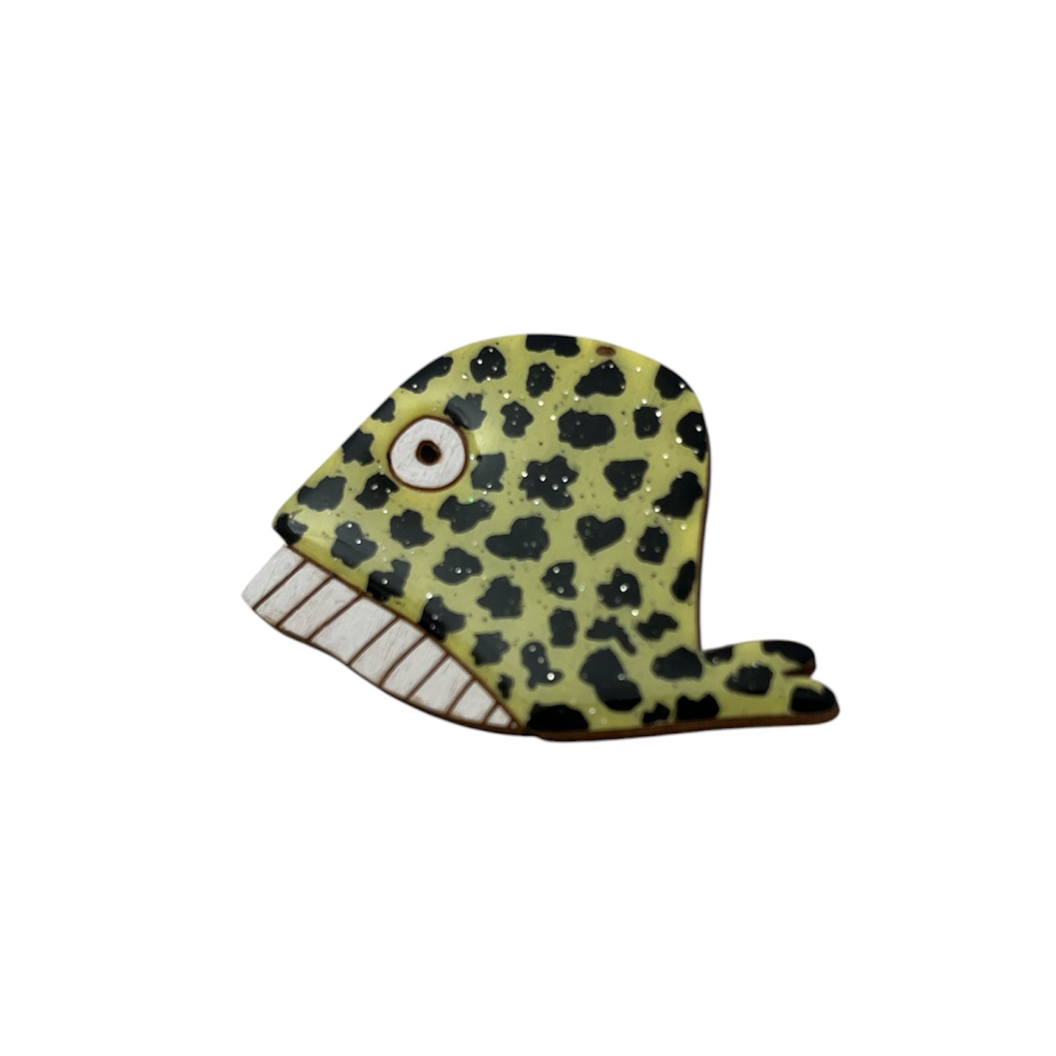 Broche baleine léopard jaune pailletée – Image 2
