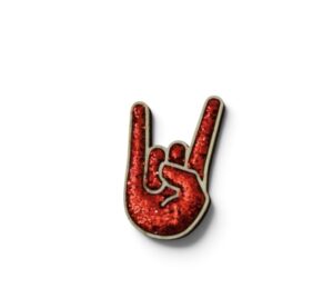 Broche cornes du diable paillettes rouges
